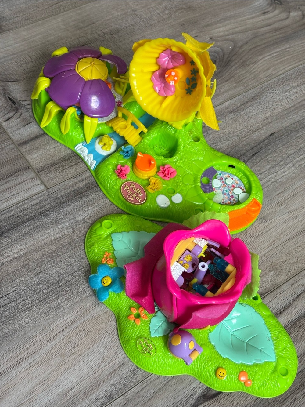 Vintage Polly Pocket imperfect sets - Rose Hideaway & Petal Village